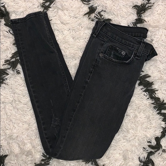 rag & bone Denim - Rag & Bone Black Skinny Rock w Holes 26